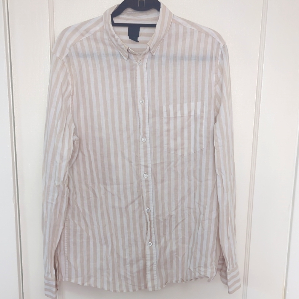 H&M Striped Beige Men's Shirt Size M